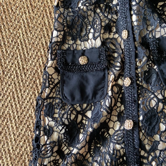 Black lace button up dress with gold buttons - Picture 3 of 4